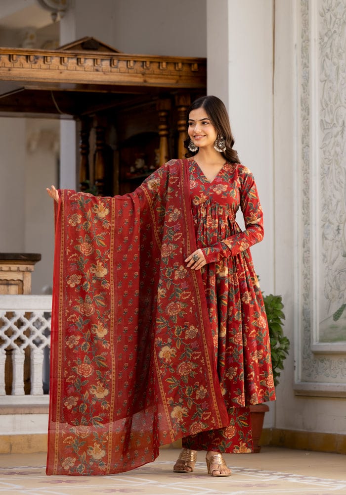 Akshar Printed Pure Cotton Kurti With Bottom Dupatta Wholesale Clothing Distributors In India
